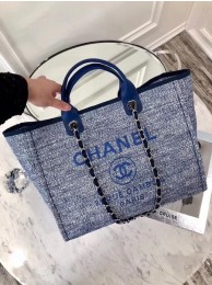Imitation Cheap Chanel Original Canvas Leather Tote Shopping Bag 92298 Blue HY1113fV17