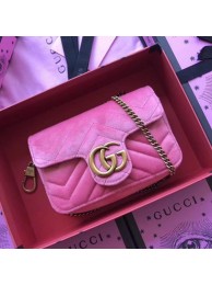 Imitation Cheap Gucci GG Marmont Velvet Super Mini Bag 476433 Pink HY21553fV17