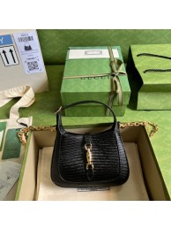 Imitation Cheap Gucci Jackie 1961 lizard mini bag 675799 black HY1843fV17
