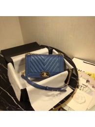 Imitation Fashion Chanel Le Boy Flap Shoulder Bag Original Leather Blue V67086 Gold HY15999kd19