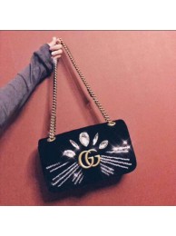 Imitation Fashion Gucci GG Marmont Small Chevron Shoulder Bag 443497 Black HY18189kd19