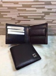 Imitation Gucci Calfskin Leather Bi-fold Wallet 308795 Black HY17679Fo38