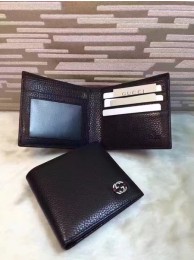 Imitation Gucci Calfskin Leather Bi-fold Wallet 308798 Black HY9123Ug88
