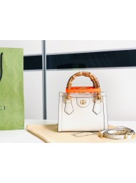 Imitation Gucci Diana GG Bamboo Top Handle Original Leather Mini Bag 655661 White HY14940zn33