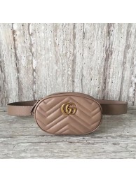 Imitation Gucci GG Marmont Leather Belt Bag 476434 Apricot HY26680QN34