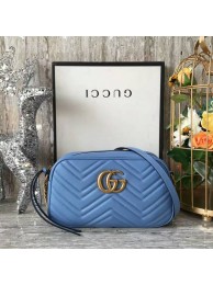 Imitation Gucci GG Marmont Matelasse Shoulder Bag 447632A Blue HY8784lH78