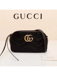 Imitation Gucci GG Marmont Matelasse Velvet Shoulder Bag 447632 Black HY2098RC38