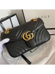 Imitation Gucci GG Marmont Original Leather matelasse shoulder bag 443497 Black HY5687Dl40