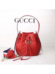 Imitation Gucci GG Marmont Quilted Leather Bucket Bag 476674 Red HY27034lH78