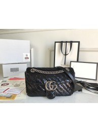 Imitation Gucci GG Marmont Sequin Mormont Small Shoulder bag 443497 Black HY22970zn33