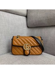 Imitation Gucci GG Marmont small shoulder bag 446744 Cognac diagonal HY15177Dl40