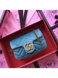 Imitation Gucci GG Marmont Velvet Super Mini Bag 476433 SkyBlue HY17260EY79