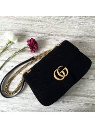 Imitation Gucci GG Suede Leather Shoulder Bag 443496 Black HY19378uq94