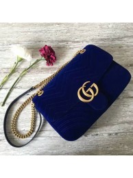 Imitation Gucci GG Suede Leather Shoulder Bag 443496 Dark Blue HY19943Xr29