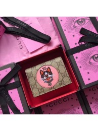 Imitation Gucci GG Supreme card case with Bosco patch 506277 pink HY2225QN34