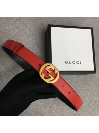 Imitation Gucci Leather belt with Double G buckle 406831 red HY607Oz49