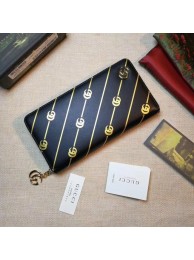 Imitation Gucci Leather zip around wallet 548073 black HY6196VO34