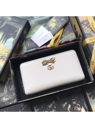 Imitation Gucci Leather zip around wallet with bow 524291 White HY14438AI36