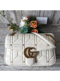 Imitation Gucci Now Marmont Mmatelasse Shoulder Bag 443496 White HY10624SU87