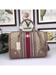Imitation Gucci Vintage Web Multicolour Canvas Boston Bag 406868 Pink HY19450EY79