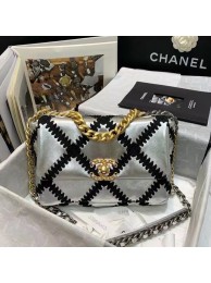 Imitation High Quality chanel 19 flap bag AS1160 Silver & Black HY13673Bo39