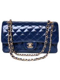 Imitation High Quality Chanel 2.55 Series Flap Bag Blue Patent Leather A1112 Gold HY5168HH94