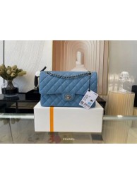 Imitation High Quality Chanel Classic Handbag Caviar Leather & Gold Metal A01112 Blue HY26703HH94