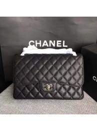 Imitation High Quality Chanel Flap Shoulder Bags Black Original Calfskin Leather CF1113 Silver HY12578Bo39