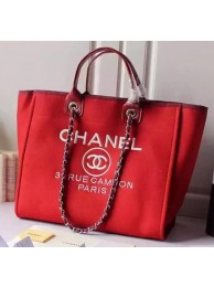 Imitation High Quality Chanel Large Canvas Tote Shopping Bag A5002 Red HY23163Bo39