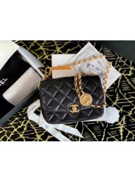 Imitation High Quality Chanel small flap bag Lambskin & Gold-Tone Metal AS2189 black HY15388HH94