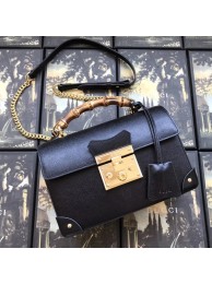 Imitation High Quality Gucci Padlock GG small bamboo shoulder Backpack 603221 black HY1993Bo39