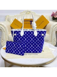 Imitation High Quality Louis Vuitton Original Leather Monogram Canvas Neverfull MM M46220 Blue HY18308HH94