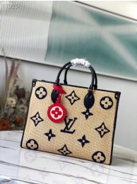 Imitation Louis Vuitton Onthego Monogram Raffia Giant Weave Embroidery Medium Tote Bag M57723 Blue HY8054lH78
