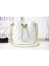 Imitation Top Chanel Drawstring Bag Grained Calfskin & Gold Metal AS2859 light green HY16832tr16