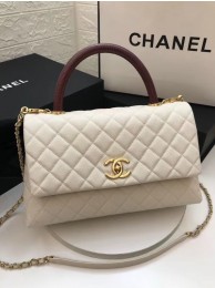 Imitation Top Chanel flap bag with red top handle A92991 white HY15737tr16