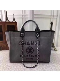 Knockoff AAAAA Chanel Canvas Tote Shopping Bag A68046 Grey HY20804Jc39