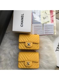 Knockoff AAAAA Chanel Classic mini Flap Bag Chevron Caviar Leather A68748 Yellow HY10219Jc39