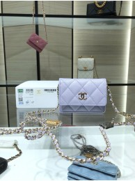 Knockoff AAAAA Chanel mini leather Shoulder Bag AP2444 light purple HY26279Jc39