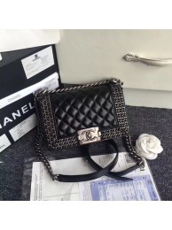 Knockoff Best Boy Chanel Flap Shoulder Bag Sheepskin Leather A67085 Black HY281sm35