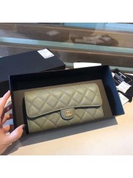 Knockoff Best Chanel long flap wallet A80759 green HY13056sm35