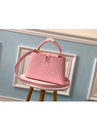 Knockoff Best Louis vuitton original Ostrich pattern CAPUCINES BB M94587 Eau de Rose HY14881sm35