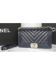 Knockoff Boy Chanel Flap Bag Original Chevron Sheepskin A67025 Royal HY11390Bt18