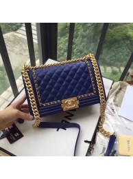 Knockoff Boy Chanel Flap Bag Original Leather B67086 Blue HY8119tp21