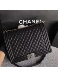 Knockoff Boy Chanel Flap Shoulder Bag Black Original Cannage Pattern A67087 Silver HY1916NL80
