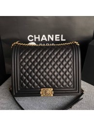 Knockoff Boy Chanel Flap Shoulder Bag Black Original Sheepskin Leather A67087 Gold HY10364vf92