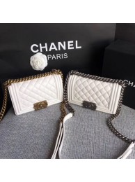 Knockoff Boy Chanel Flap Shoulder Bag Sheepskin Leather A67085 White HY24198ch31