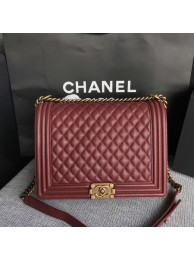 Knockoff Boy Chanel Flap Shoulder Bag Wine Original Cannage Pattern A67087 Gold HY12189vf92
