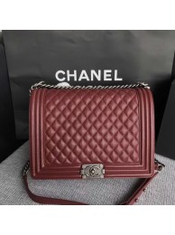 Knockoff Boy Chanel Flap Shoulder Bag Wine Original Cannage Pattern A67087 Silver HY17228cS18