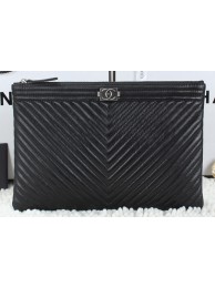 Knockoff Boy Chanel Sheepskin Leather Clutch A6953 Black HY12483cS18