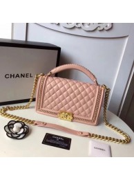 Knockoff Boy Chanel Top Handle Flap Bag Original Sheepskin Leather A94804 Pink HY8669eF76